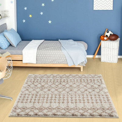 The Rugs Moroccan Shaggy Living Room Rug 1030 Ivory