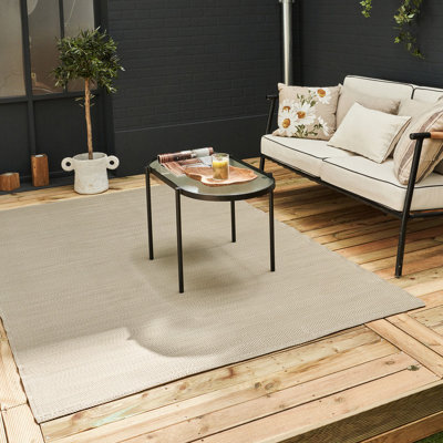B&Q -  Urban Reversible Waterproof Plain Outdoor Patio Garden Rug Beige Weatherproof Jet Washable 1000