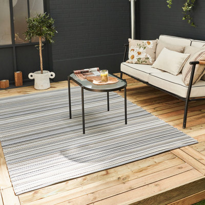 B&Q -  Rainbow Reversible Waterproof Outdoor Patio Garden Rug Grey Weatherproof Jet Washable 1020