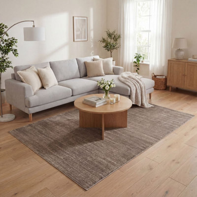 The Rugs Beige Montana Abstract Area Rug And Runner Soft Durable Pet Friendly Easy To Clean Living Room Bedroom 3800B B&Q
