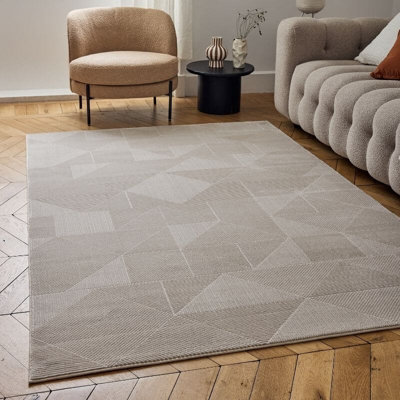 The Rugs Carmel Abstract Area Rug And Runner Non Shedding, Stain Resistant, Soft Beige