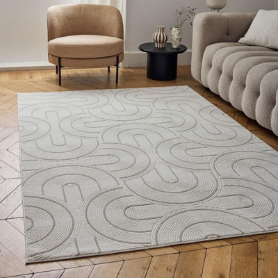 The Rugs Carmel Cream/beige Geometric Area Rug And Runner Non SheddingStain ResistantSoft from B&Q