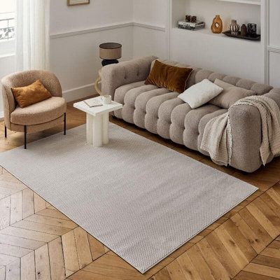 The Rugs Carmel Dots Area Rug And Runner Non Shedding, Stain Resistant, Soft Cream/Beige