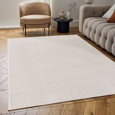 The Rugs Cream/Grey Carmel Dots Area Rug And Runner Non Shedding, Stain Resistant, Soft