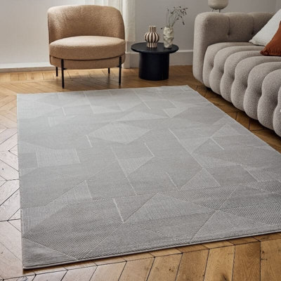 The Rugs Carmel Abstract Area Rug And Runner Non Shedding, Stain Resistant, Soft Grey