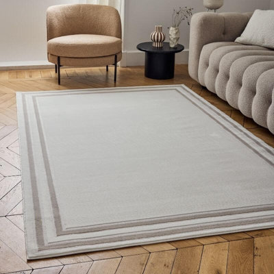 The Rugs Carmel Cream/beige Bordered Area Rug And Runner Non SheddingStain ResistantSoft from B&Q