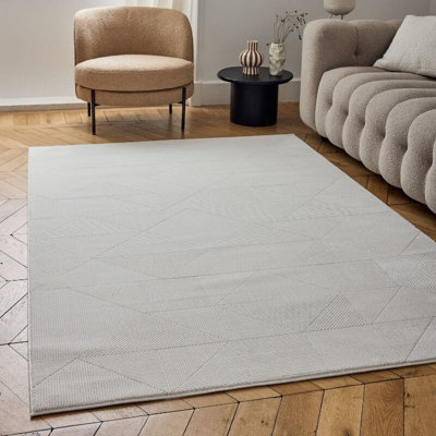 The Rugs Carmel Abstract Area Rug And Runner Non Shedding, Stain Resistant, Soft Cream