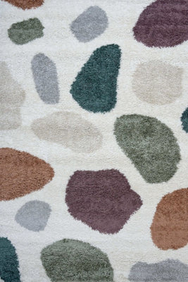 B&Q -  Moodi Shaggy Multicolour Mingle Rug  Runner Abstract Thick High Pile For Living RoomsBedroomsHallwaysKitchens