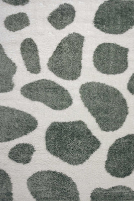 The Rugs Green Moodi Shaggy Erosan Rug Runner Abstract Thick High Pile For Living Rooms, Bedrooms, Hallways, Kitchens Size 6