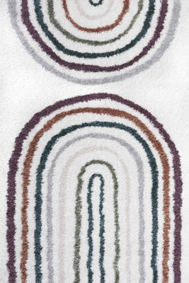 B&Q -  Moodi Shaggy Multicolour Raincat Rug Runner Scandinavian Thick High Pile For Living RoomsBedroomsHallwaysKitchens