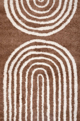 The Rugs Moodi Shaggy Terra Tawny Rug Runner Scandinavian Thick High Pile For Living RoomsBedroomsHallwaysKitchens from B&Q