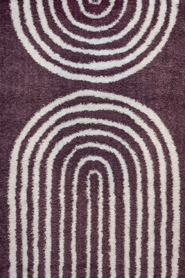 The Rugs Purple Moodi Shaggy Velvetine Rug Runner Scandinavian Thick High Pile For Living Rooms, Bedrooms, Hallways, Kitchens Size 6