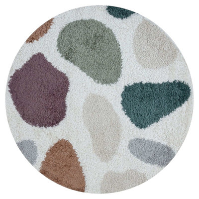 B&Q -  Moodi Shaggy Multicolour Mingle Rug  Runner Abstract Thick High Pile For Living RoomsBedroomsHallwaysKitchens