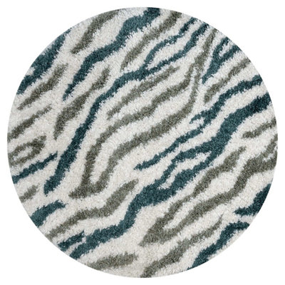 The Rugs Green Moodi Shaggy Nyra Rug Runner Abstract Thick High Pile For Living Rooms, Bedrooms, Hallways, Kitchens Size 6