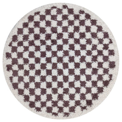 The Rugs Moodi Shaggy Purple Mosscheck Rug Runner Tartan Thick High Pile For Living RoomsBedroomsHallwaysKitchens from B&Q