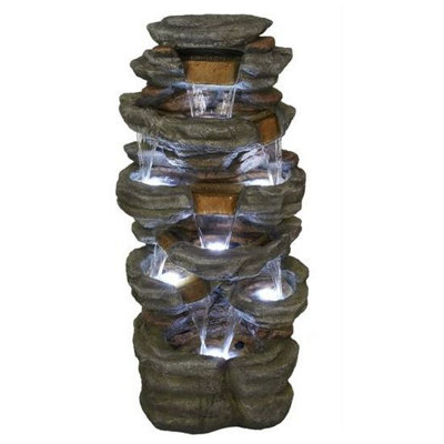 Outdoor Living UK Aqua Creations Cramlington Slate Multifalls Solar Water Feature from B&Q