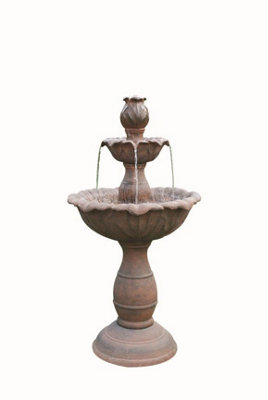 Outdoor Living UK Aqua Creations 3 Tier Rust Fountain Mains Plugin Powered Water Feature With Protective Cover from B&Q