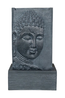 Outdoor Living UK Aqua Creations Charcoal Buddha Wall Solar Water Feature from B&Q