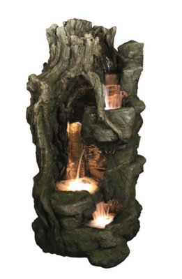 Outdoor Living UK Aqua Creations Woodland Multi Falls Mains Plugin Powered Water Feature With Protective Cover from B&Q