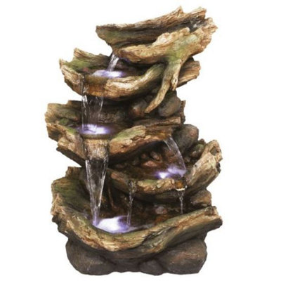 Outdoor Living UK Aqua Creations 6 Fall Driftwood Solar Water Feature With Protective Cover from B&Q