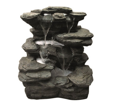 Outdoor Living UK Aqua Creations Flowing Springs Slate Falls Mains Plugin Powered Water Feature With Protective Cover from B&Q
