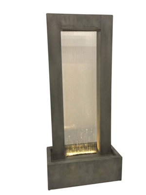Outdoor Living UK Aqua Creations Novara Zinc Metal (Rain Effect) Mains Plugin Powered Water Feature With Protective Cover from B&Q