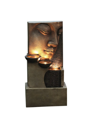 Outdoor Living UK Aqua Creations Ashburton Buddha Wall Mains Plugin Powered Water Feature from B&Q