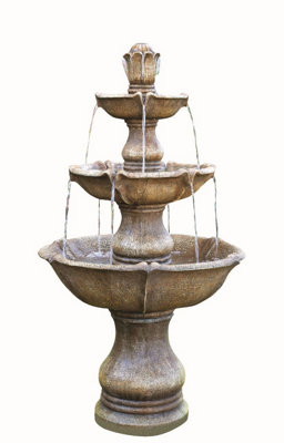 Outdoor Living UK Aqua Creations Large 4 Tier Classic Fountain Mains Plugin Powered Water Feature With Protective Cover from B&Q
