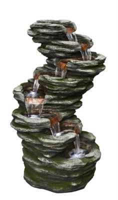 Outdoor Living UK Aqua Creations 7 Fall Slate Solar Water Feature With Protective Cover from B&Q