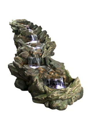 Outdoor Living UK Aqua Creations Rio Grande River Falls Mains Plugin Powered Water Feature from B&Q