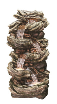 Outdoor Living UK Aqua Creations Extra Large 5 Fall Woodland Mains Plugin Powered Water Feature from B&Q
