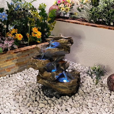Outdoor Living Uk 5 Tier Wood Cascade Woodland Mains Plugin Powered Water Feature