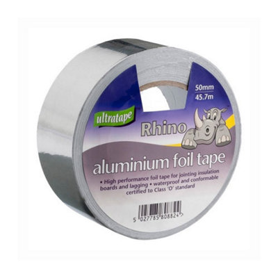 Ultratape Rhino Aluminium Silver Grey Foil Tape-50mm X 45.7M from B&Q
