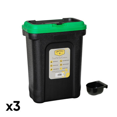 Samuel Alexander 3 X 30 Litre Plastic Dried Pet Food Storage Container Tubs With Food Scoop from B&Q
