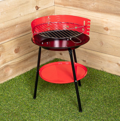 B&Q -  35Cm (14") Round Metal Garden Barbecue With Windshield & Shelf
