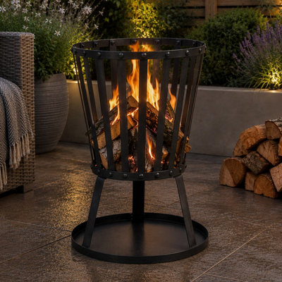 Samuel Alexander 35Cm Steel Garden Patio Log Burner Fire Pit Basket Black