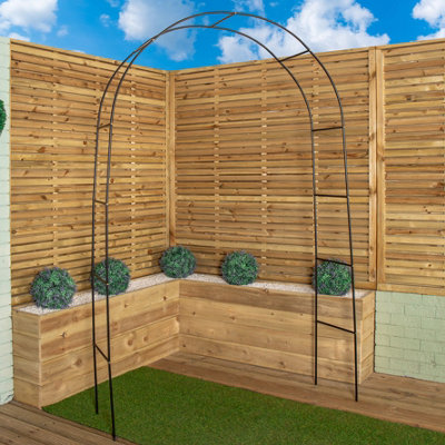 B&Q -  2.4M X 1.4M Black Metal Garden Arch Trellis For Climbing Plants