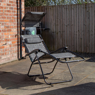 Samuel Alexander Multi Position Garden Gravity Relaxer Chair Sun Lounger With Sun Canopy In Grey from B&Q