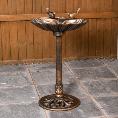 B&Q -  81Cm Bronze Effect Garden Patio Bird Bath With Bird Sculptures