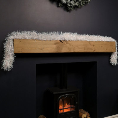 Samuel Alexander 2M X 10Cm Festive Tinsel Garland Christmas Tree Decoration Iridescent White from B&Q