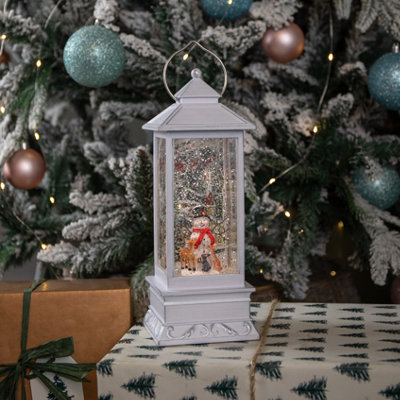 Samuel Alexander 31Cm Dual Powered Light Up Glitter Christmas Water Spinner With Snowman Scene from B&Q