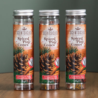 Samuel Alexander 3 Packs Of 25G Spiced Pine Cones Scented Christmas Scentsicles With Hanging Hooks from B&Q