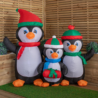 Samuel Alexander 1.5M Light Up Christmas Inflatable Penguin Family With 12 White Leds from B&Q