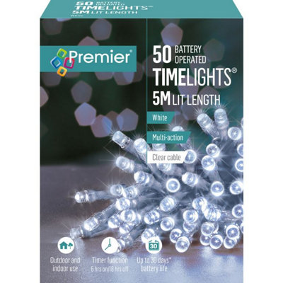  - Premier50 Led Multi Action Battery Operated Timelights™White/clear Cable