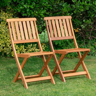 Samuel Alexander Set Of 2 Bowness Outdoor Garden Patio Wooden Slatted Folding Chairs from B&Q
