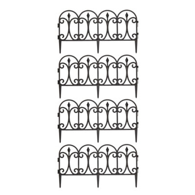 B&Q -  23Cm Set Of 4 Black Ornate Decorative Garden Border Edging