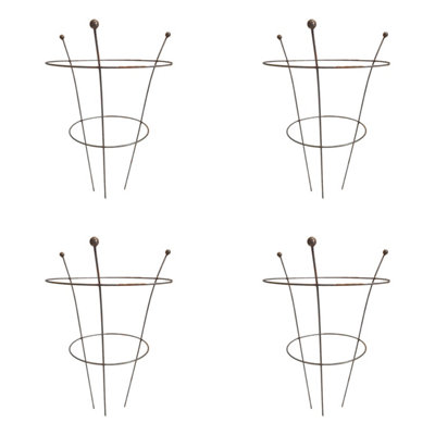 Samuel Alexander Pack Of 4 Tom Chambers Herbaceous Bare Rusted Steel Garden Plant Support Medium 54Cm X 40Cm from B&Q
