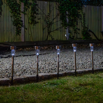 Samuel Alexander 36Cm Set Of 10 Stainless Steel Garden Solar Path Lights With White Leds from B&Q