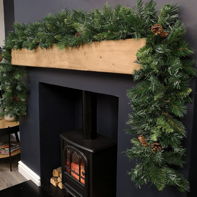 B&Q -  2.7M Green Christmas Garland With Pine Cones And Mixed Needles