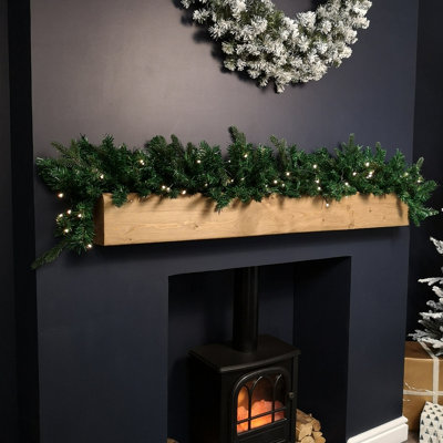 Samuel Alexander 1.8M Plain Pre Lit Christmas Garland With 50 Warm Led Lights An 164 Tips White